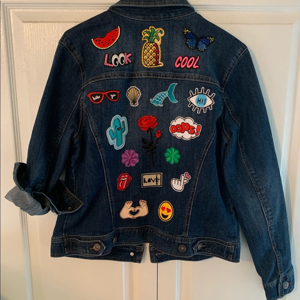 Medium Style & Co jacket with custom patches
